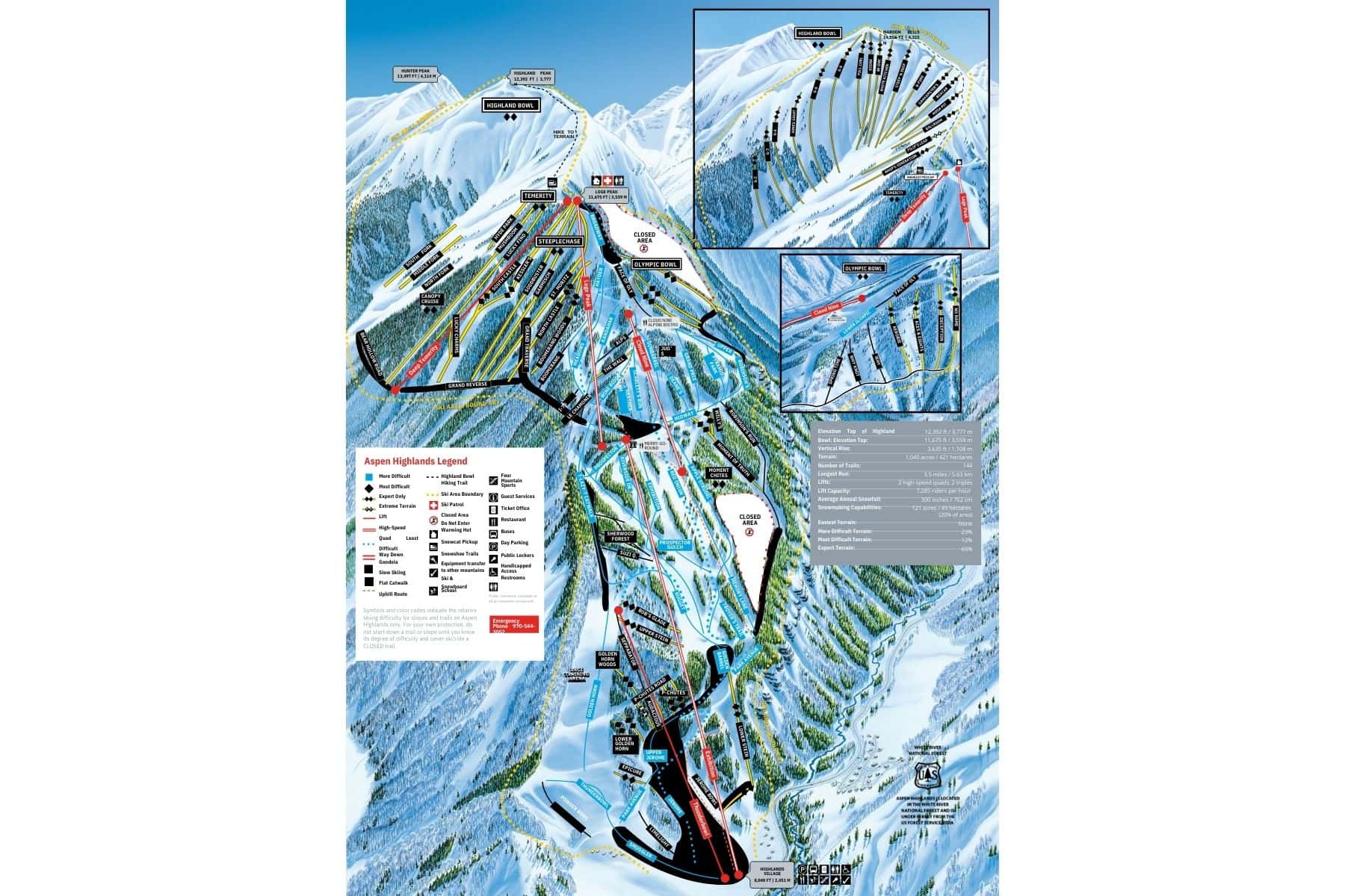 Aspen Highlands Ski Trail Map