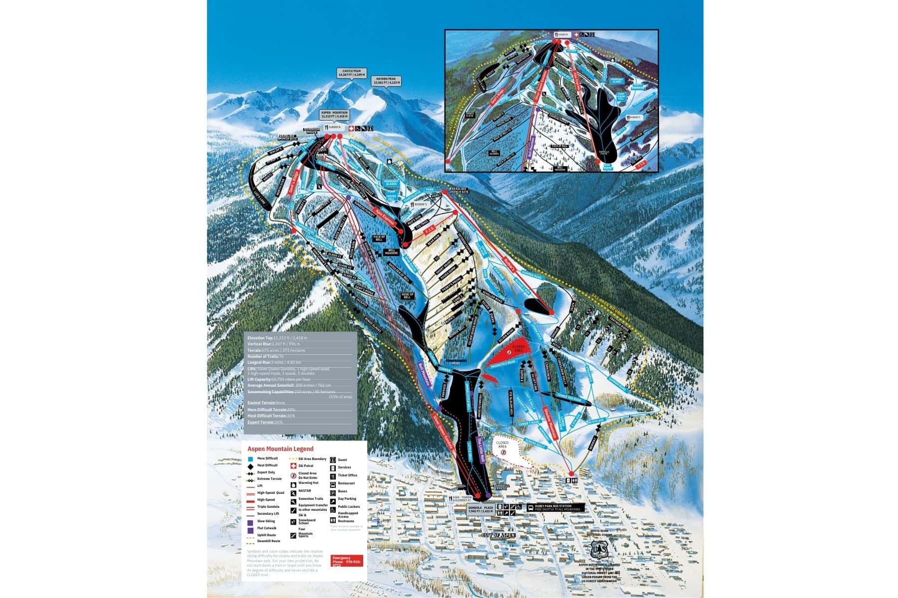 Aspen Mountain Ski Trail Map